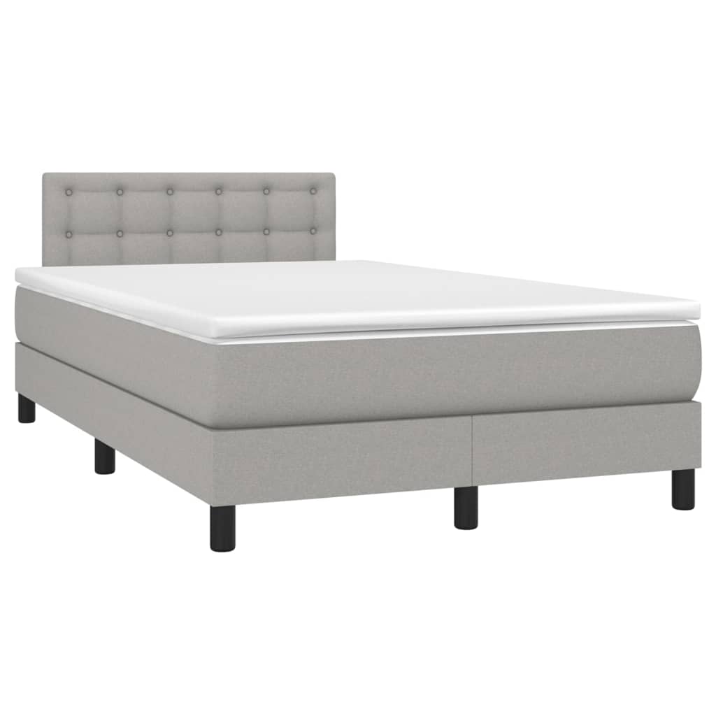 Krevet box spring s madracem LED svjetlosivi 120x200 cm tkanina