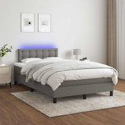 Krevet box spring s madracem LED tamnosivi 120 x 200 cm tkanina