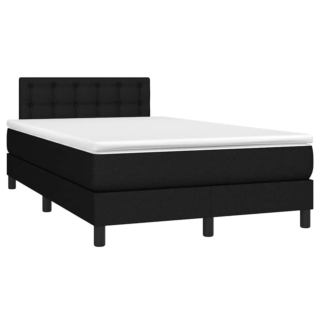 Krevet box spring s madracem LED crni 120 x 200 cm od tkanine