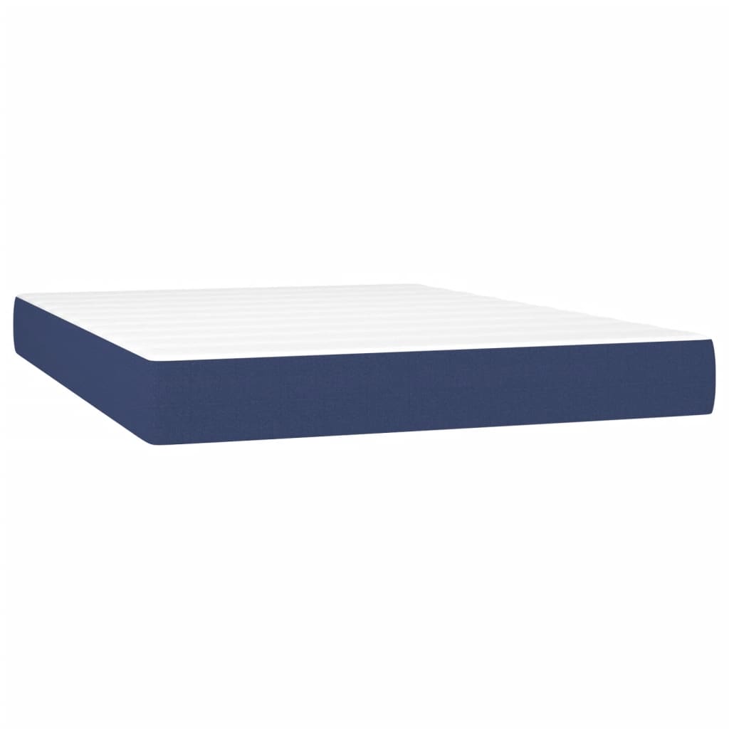 Krevet box spring s madracem LED plavi 140x200 cm od tkanine