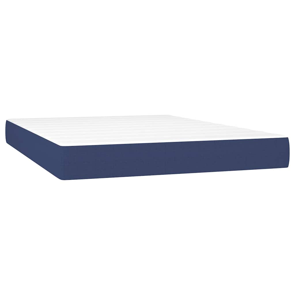 Krevet box spring s madracem LED plavi 140x200 cm od tkanine