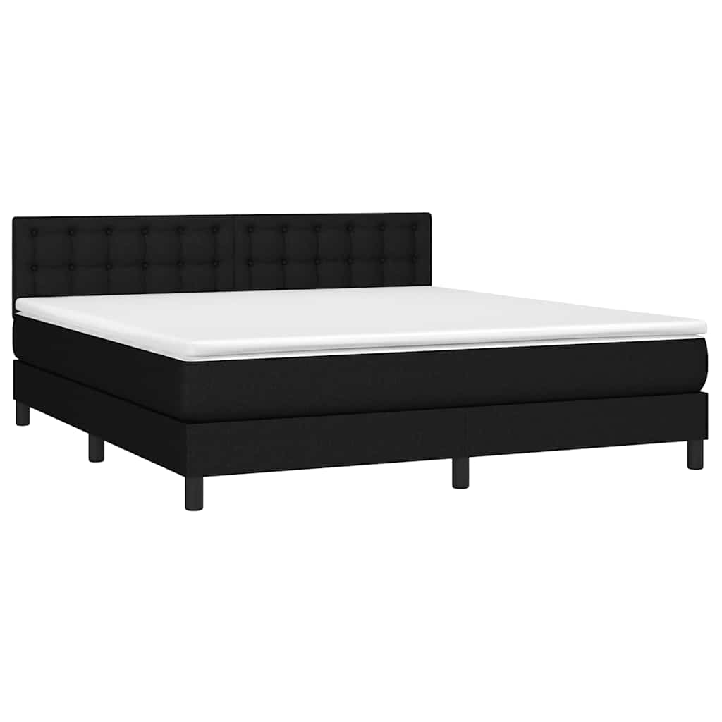 Krevet box spring s madracem LED crni 180x200 cm od tkanine