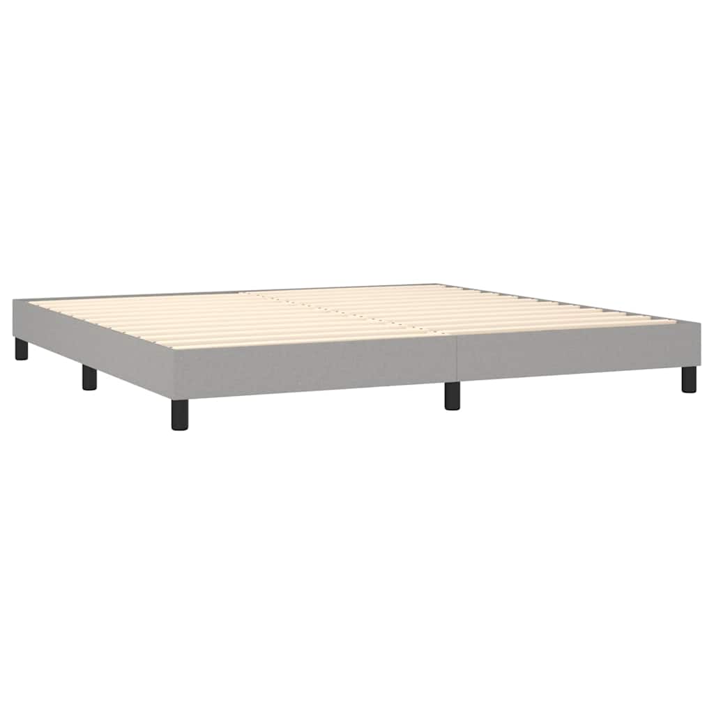 Krevet box spring s madracem LED svjetlosivi 200x200 cm tkanina