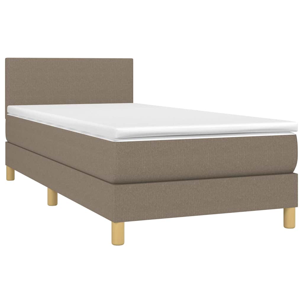Krevet box spring s madracem LED smeđesivi 80 x 200 cm tkanina