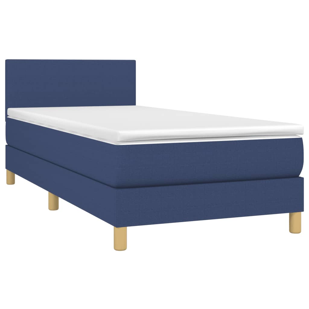Krevet box spring s madracem LED plavi 80 x 200 cm od tkanine