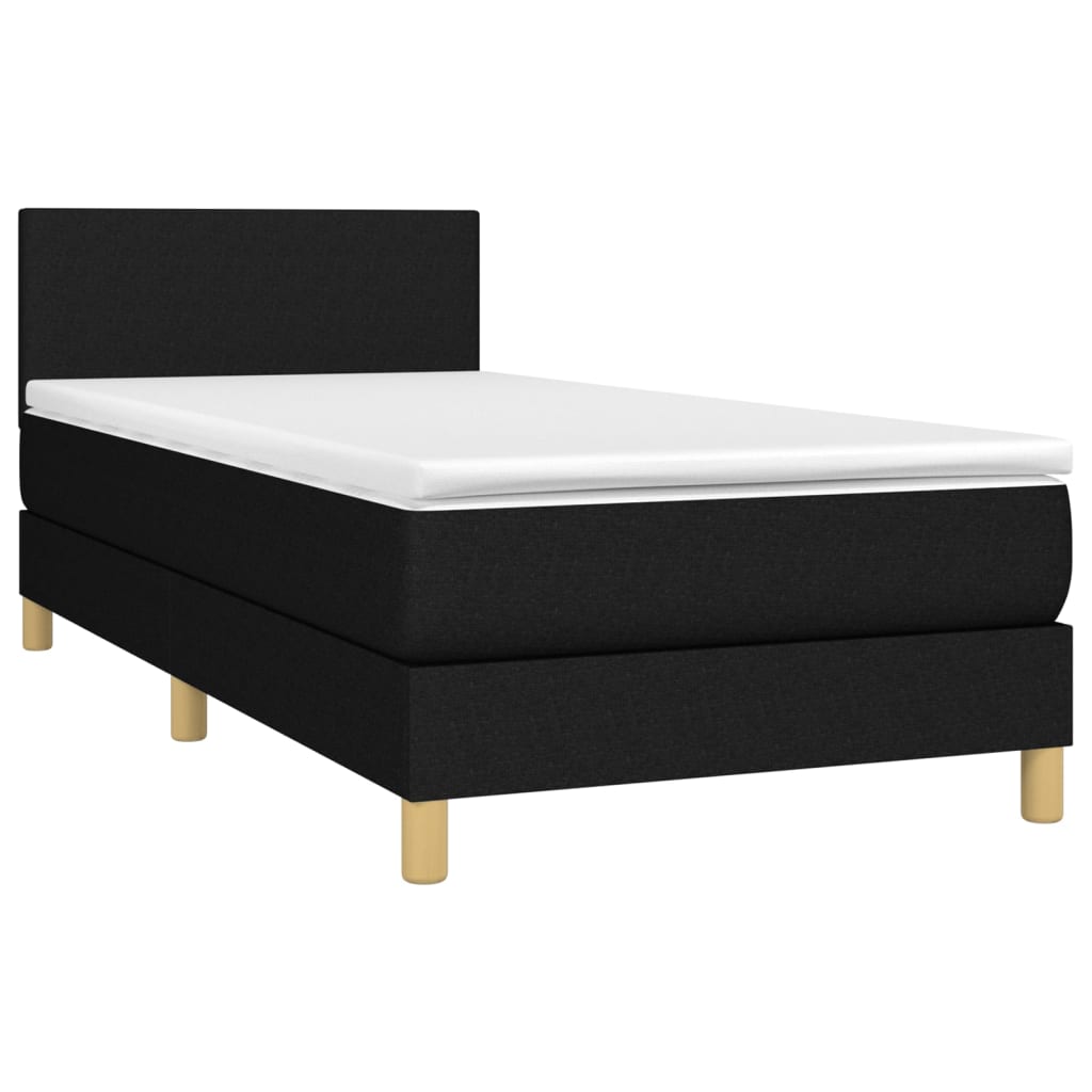 Krevet box spring s madracem LED crni 90x190 cm od tkanine