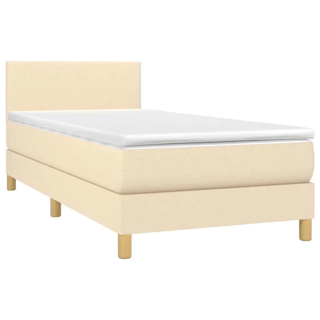 Krevet box spring s madracem LED krem 90x190 cm od tkanine