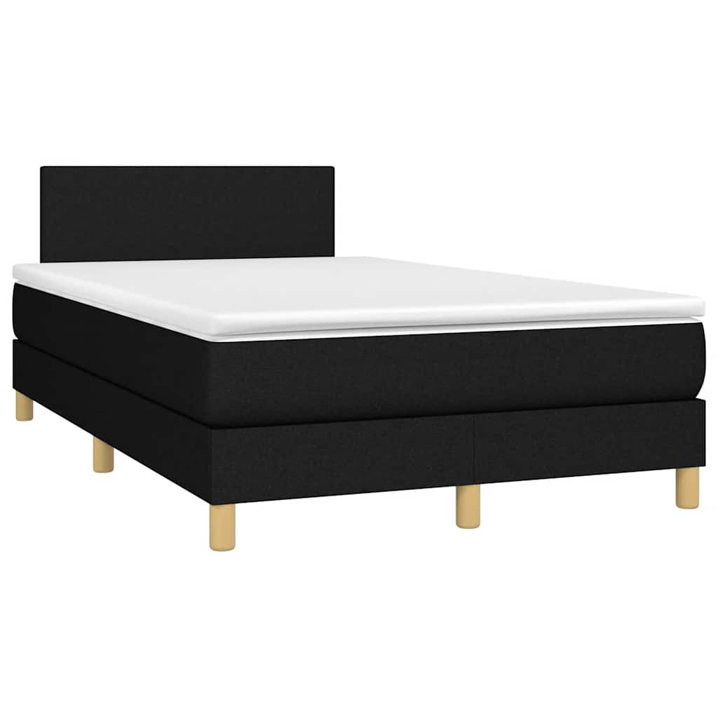 Krevet box spring s madracem LED crni 120 x 200 cm od tkanine