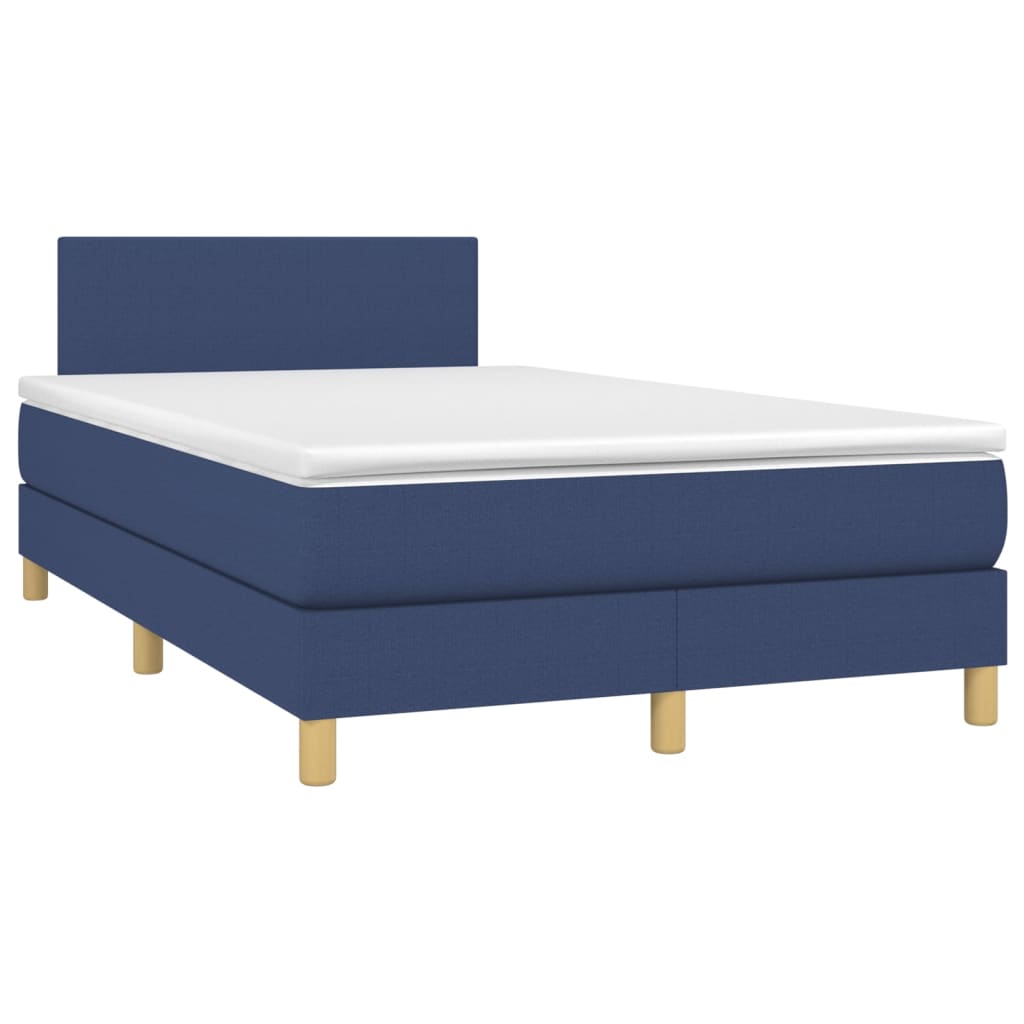 Krevet box spring s madracem LED plavi 120 x 200 cm od tkanine
