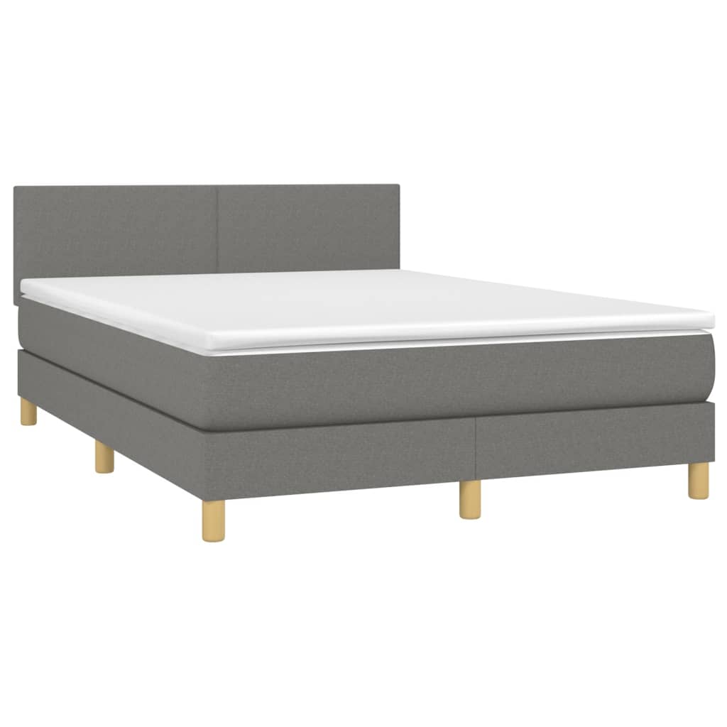Krevet box spring s madracem LED tamnosivi 140x190 cm tkanina