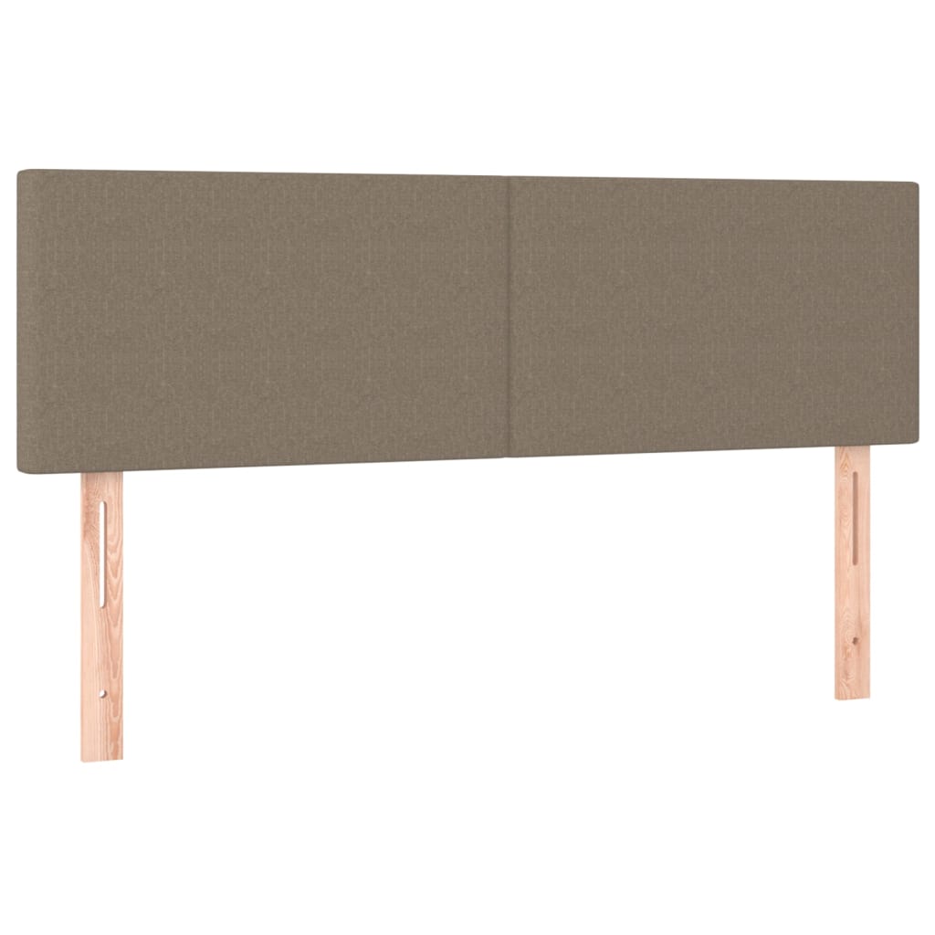 Krevet box spring s madracem LED smeđesivi 140x190 cm tkanina