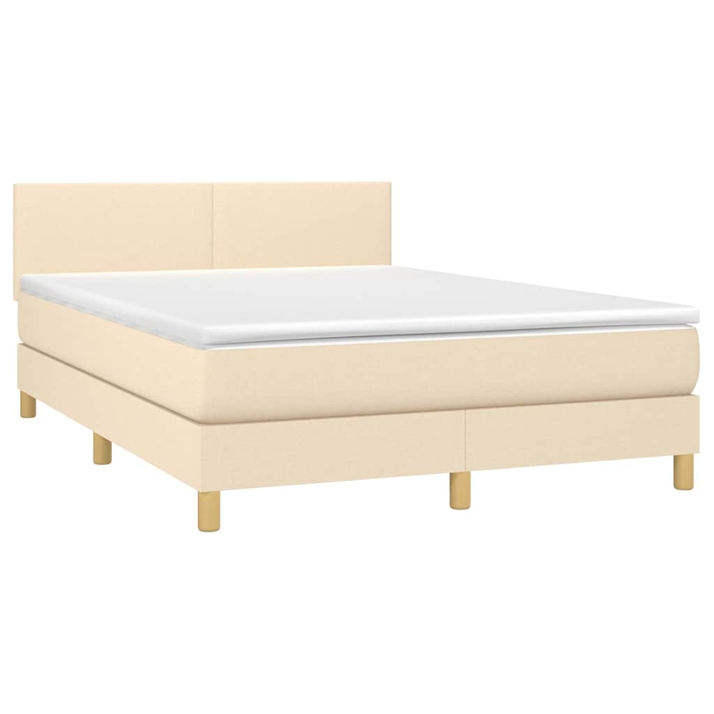 Krevet box spring s madracem LED krem 140x190 cm od tkanine