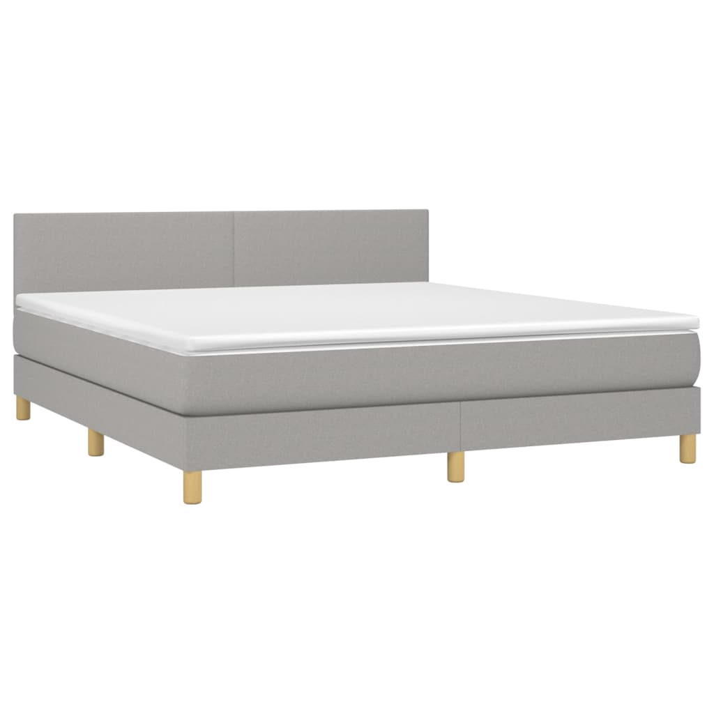 Krevet box spring s madracem LED svjetlosivi 160x200 cm tkanina