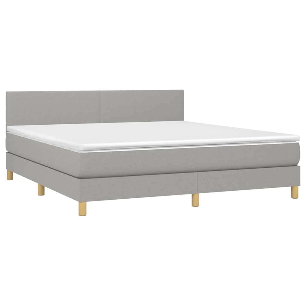 Krevet box spring s madracem LED svjetlosivi 160x200 cm tkanina
