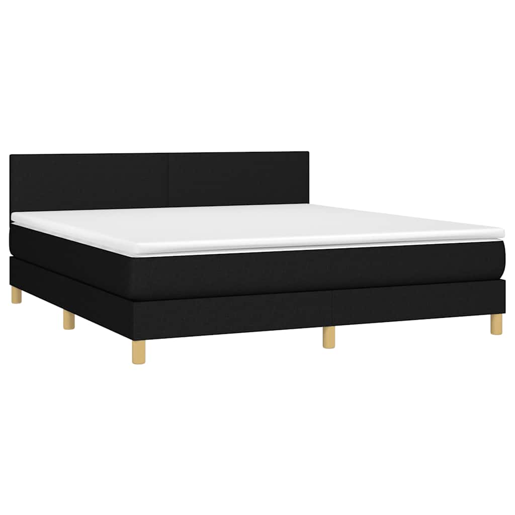 Krevet box spring s madracem LED crni 180x200 cm od tkanine