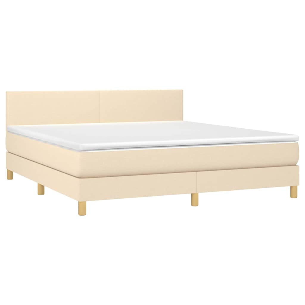 Krevet box spring s madracem LED krem 180x200 cm od tkanine
