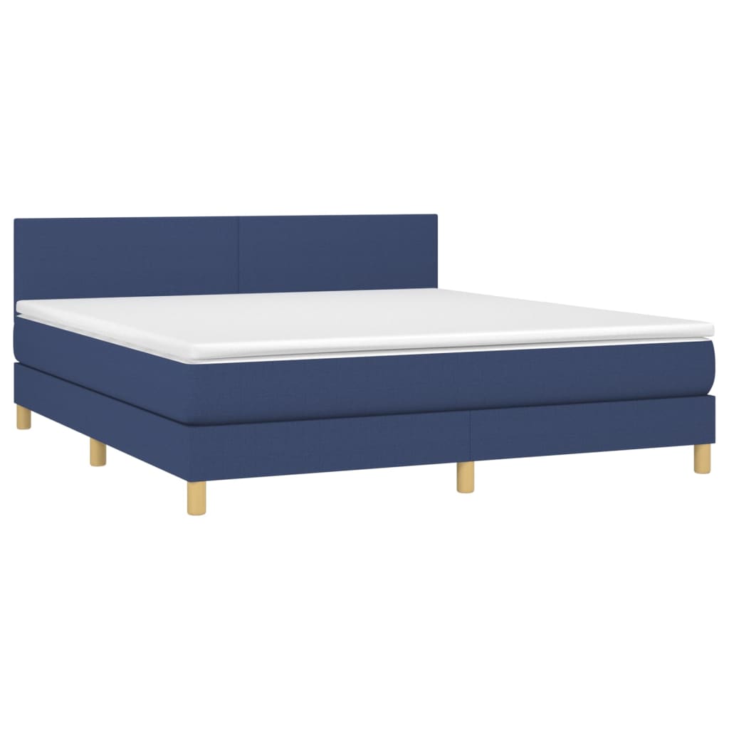 Krevet box spring s madracem LED plavi 180x200 cm od tkanine
