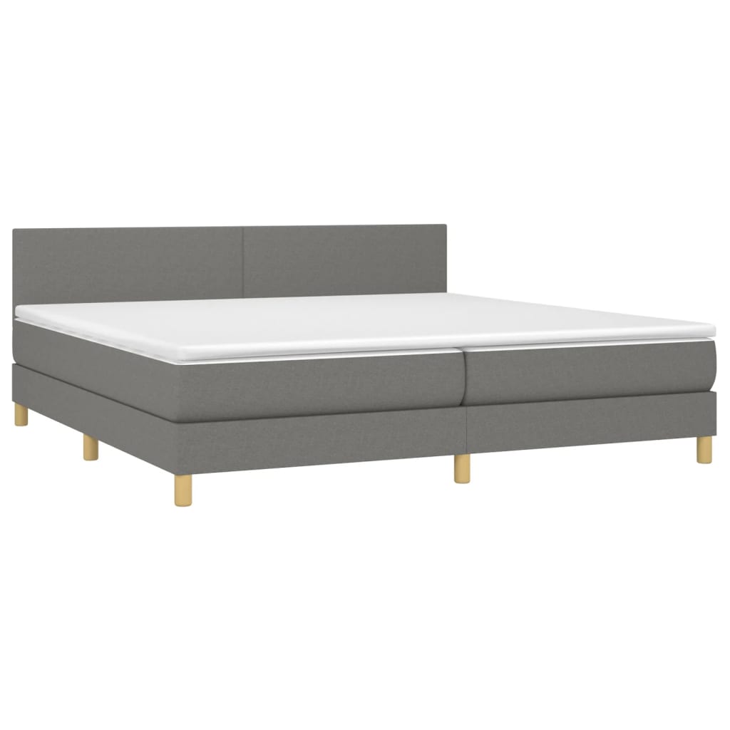 Krevet box spring s madracem LED tamnosivi 200x200 cm tkanina