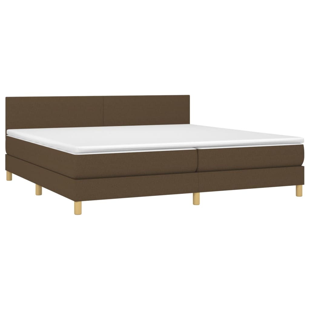 Krevet box spring s madracem LED tamnosmeđi 200x200 cm tkanina