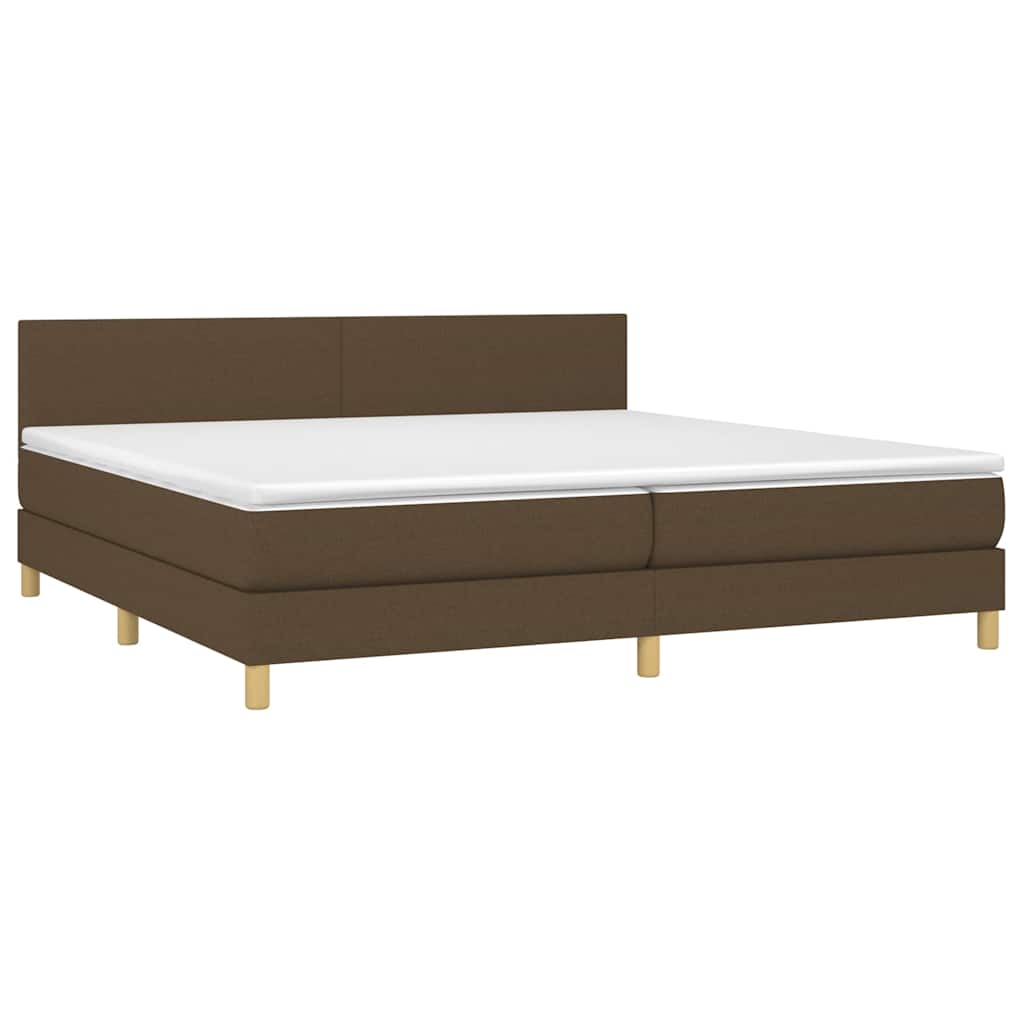 Krevet box spring s madracem LED tamnosmeđi 200x200 cm tkanina
