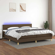 Krevet box spring s madracem LED tamnosmeđi 200x200 cm tkanina
