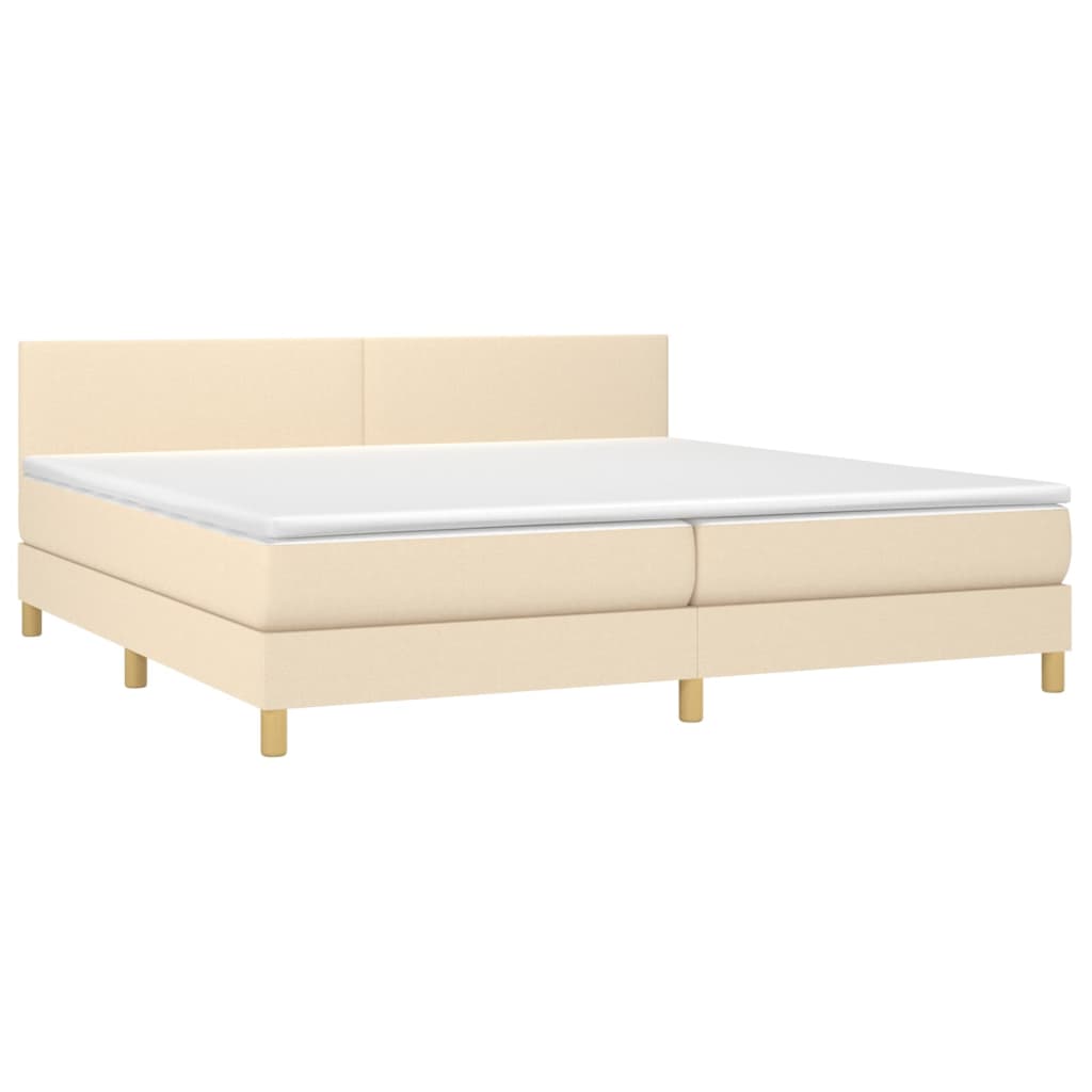 Krevet box spring s madracem LED krem 200x200 cm od tkanine