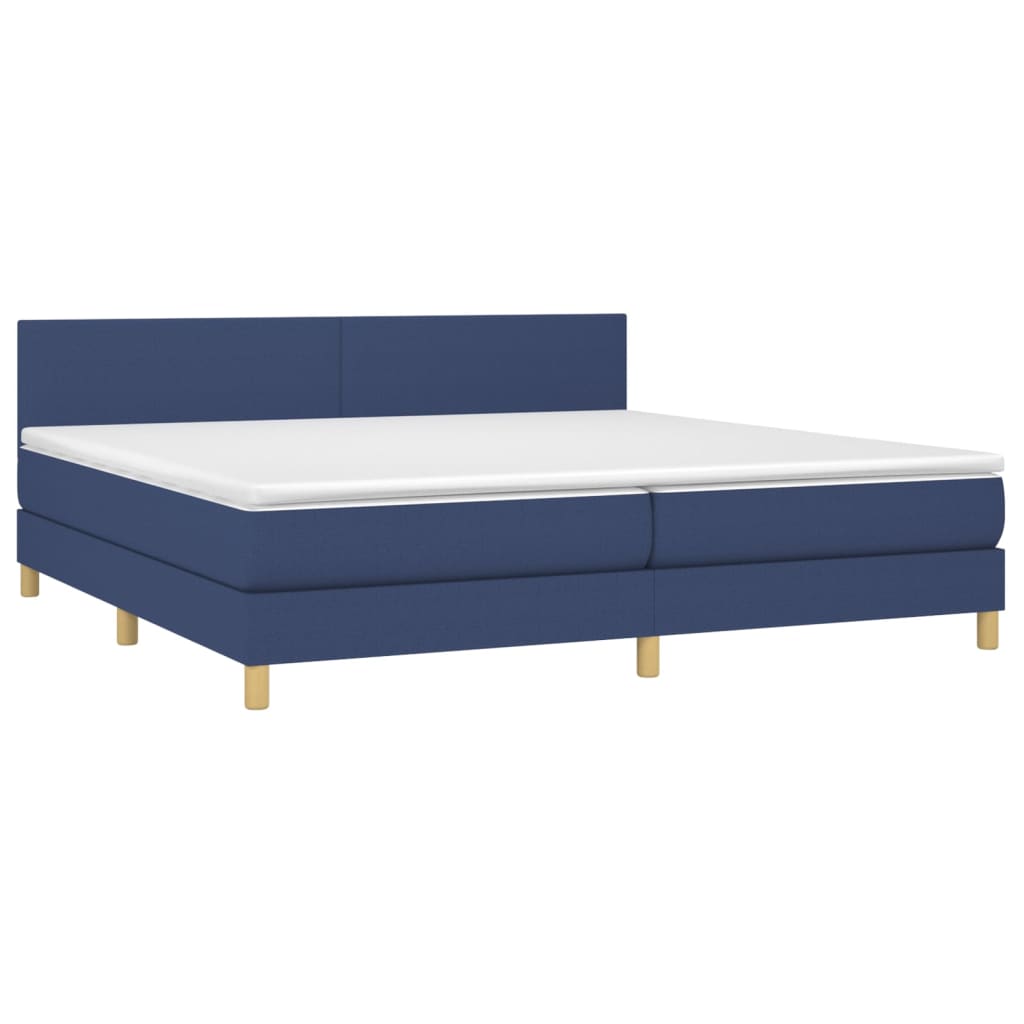 Krevet box spring s madracem LED plavi 200x200 cm od tkanine