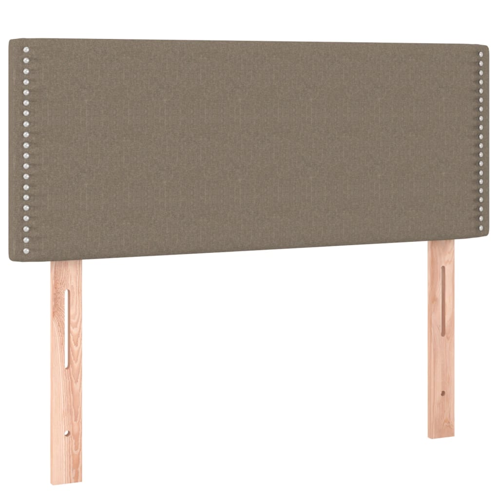 Krevet box spring s madracem LED smeđesivi 90x200 cm tkanina