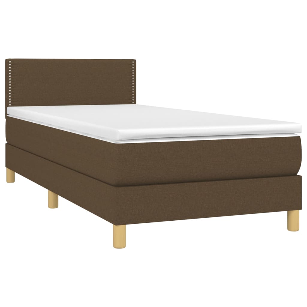 Krevet box spring s madracem LED tamnosmeđi 100x200 cm tkanina