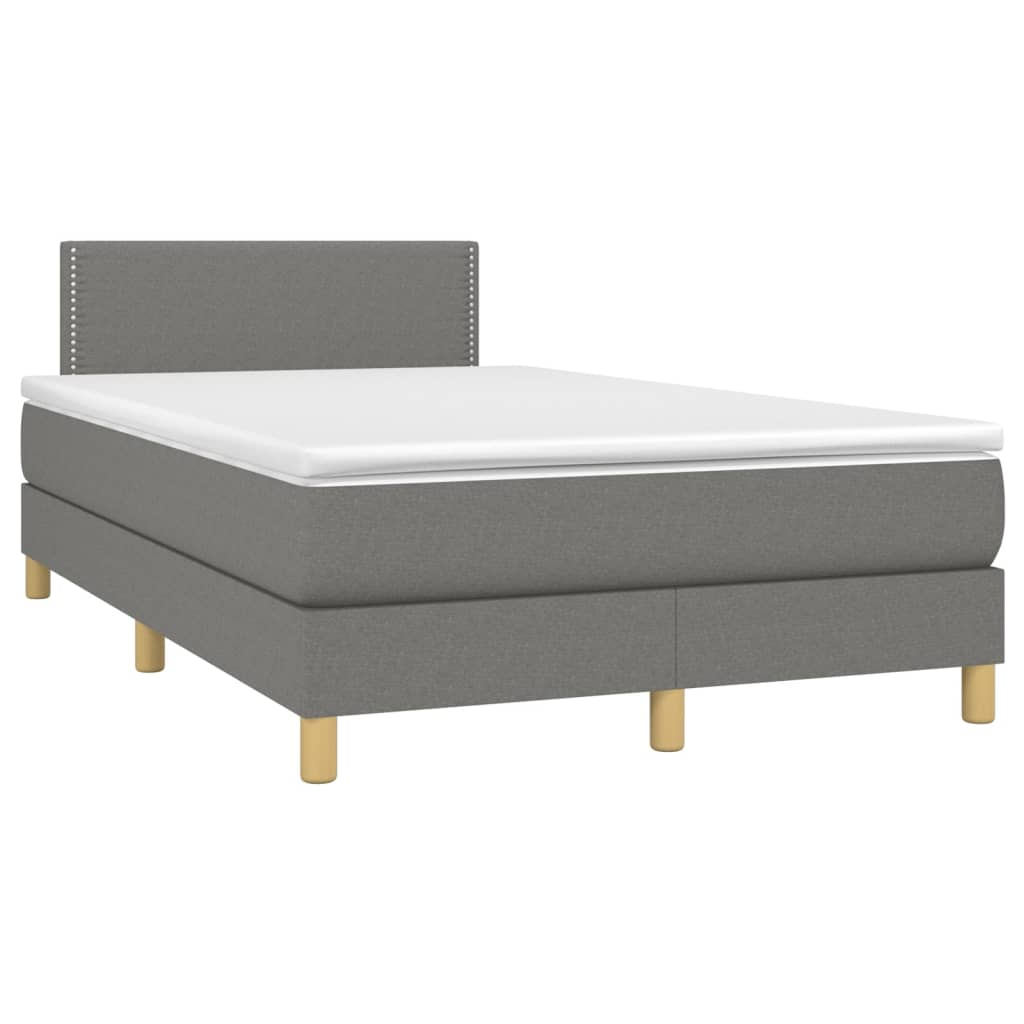 Krevet box spring s madracem LED tamnosivi 120 x 200 cm tkanina