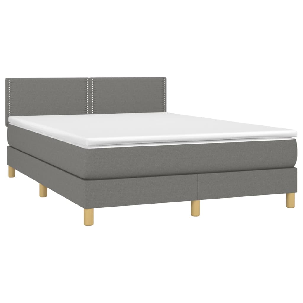 Krevet box spring s madracem LED tamnosivi 140x200 cm tkanina