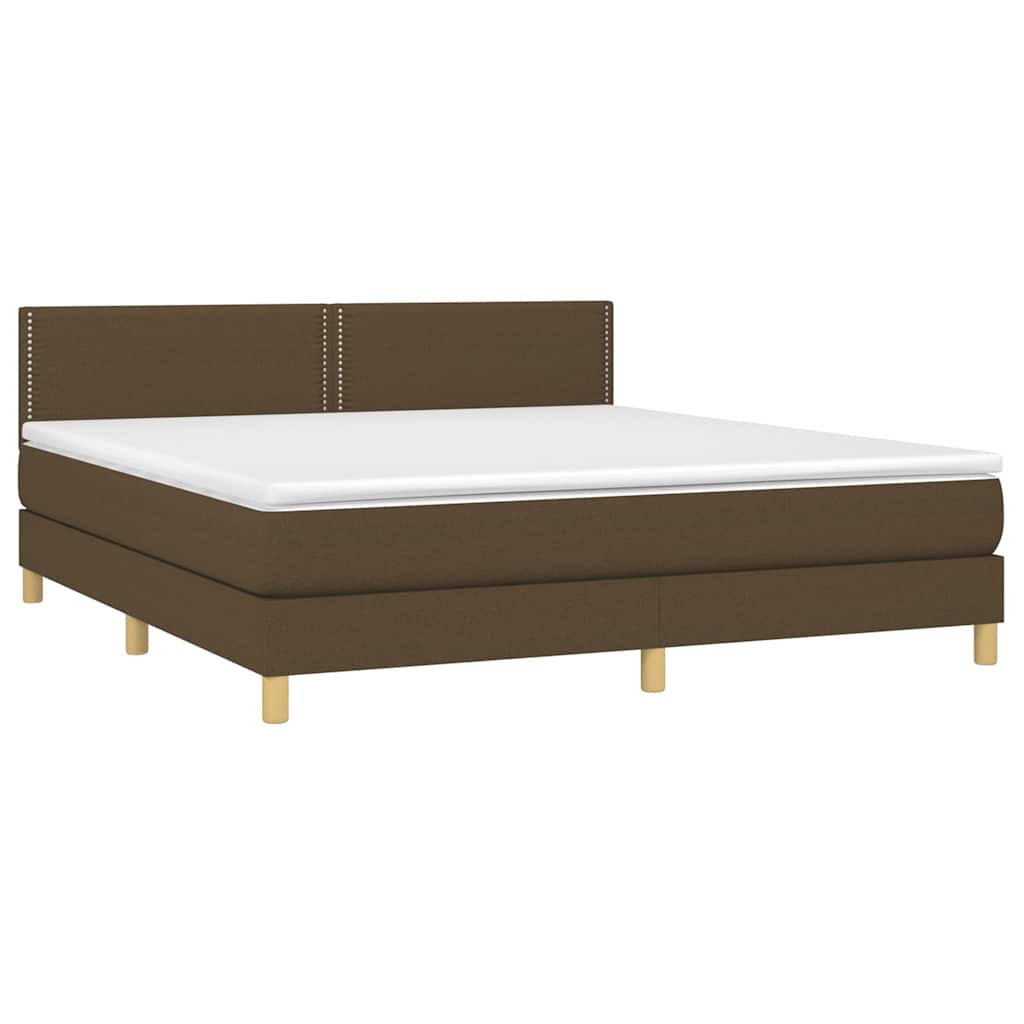 Krevet box spring s madracem LED tamnosmeđi 180x200 cm tkanina