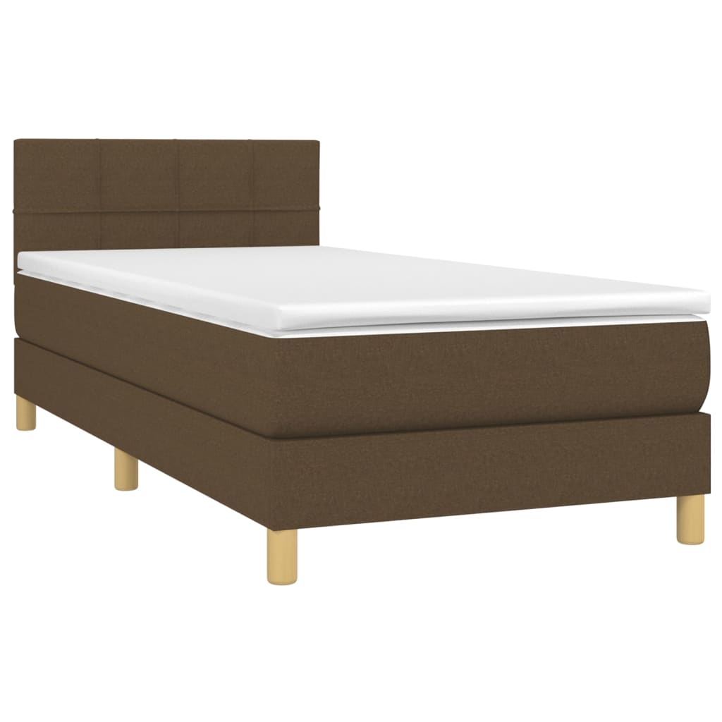 Krevet box spring s madracem LED tamnosmeđi 80 x 200 cm tkanina