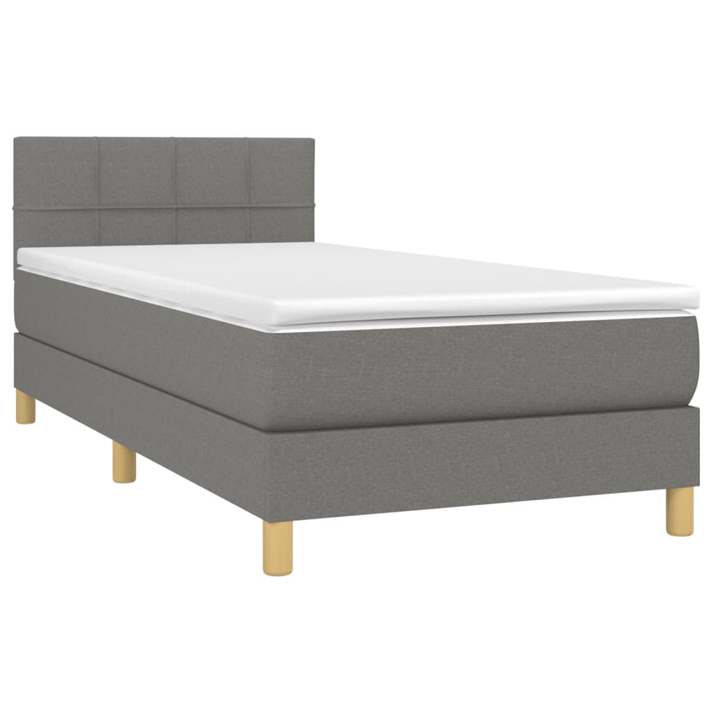 Krevet box spring s madracem LED tamnosivi 90x200 cm tkanina