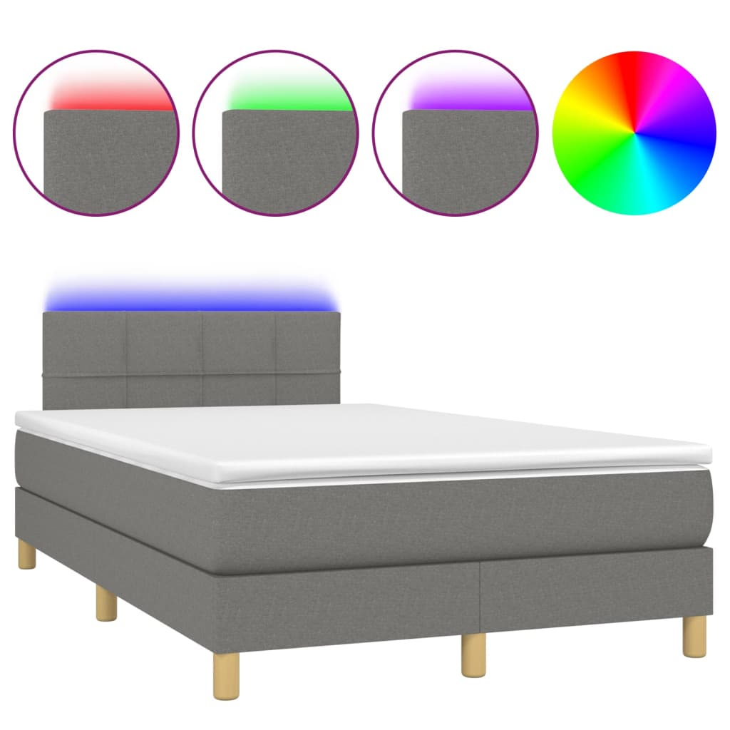 Krevet box spring s madracem LED tamnosivi 120 x 200 cm tkanina