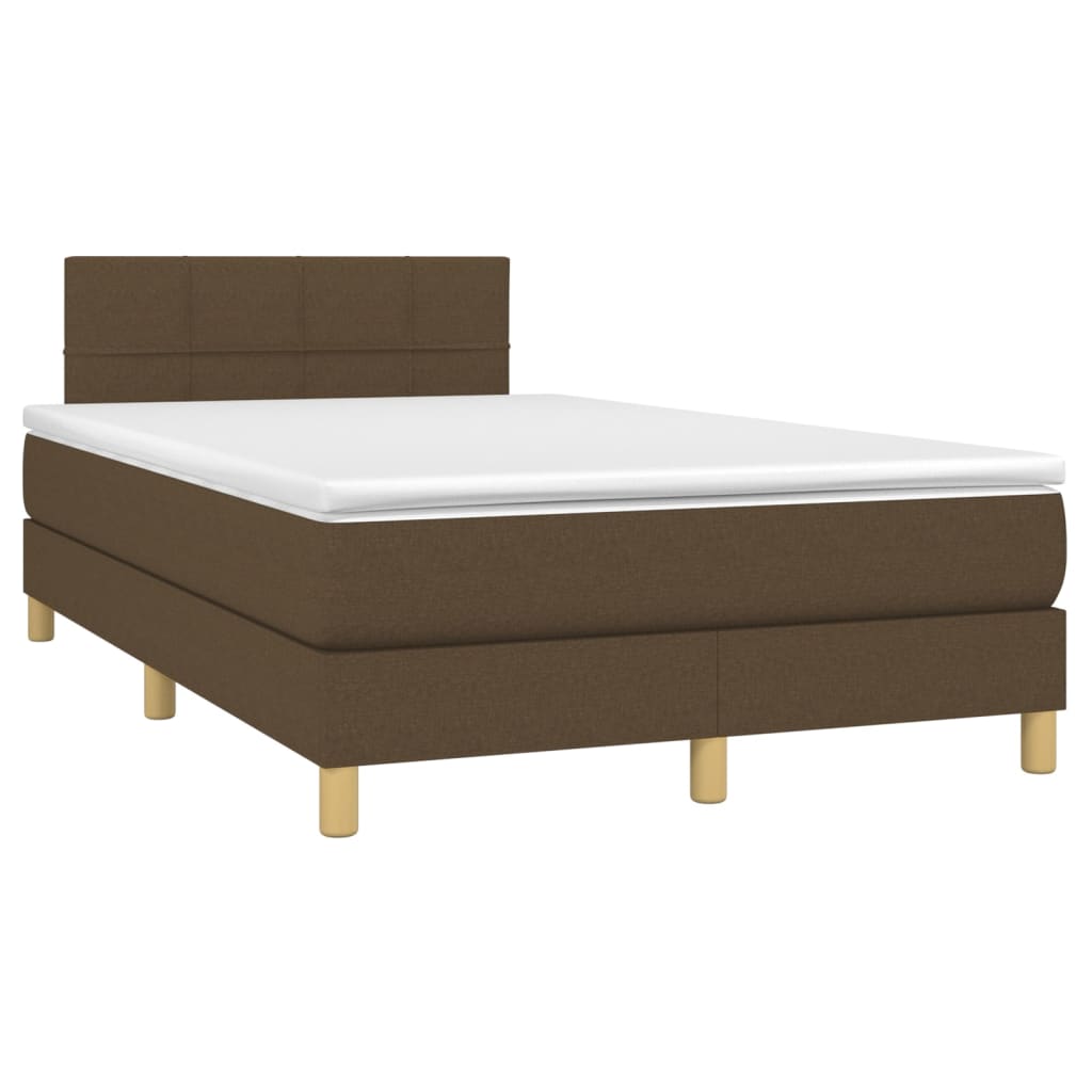 Krevet box spring s madracem LED tamnosmeđi 120x200 cm tkanina