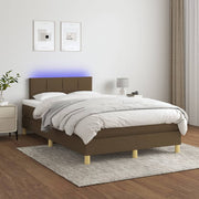 Krevet box spring s madracem LED tamnosmeđi 120x200 cm tkanina