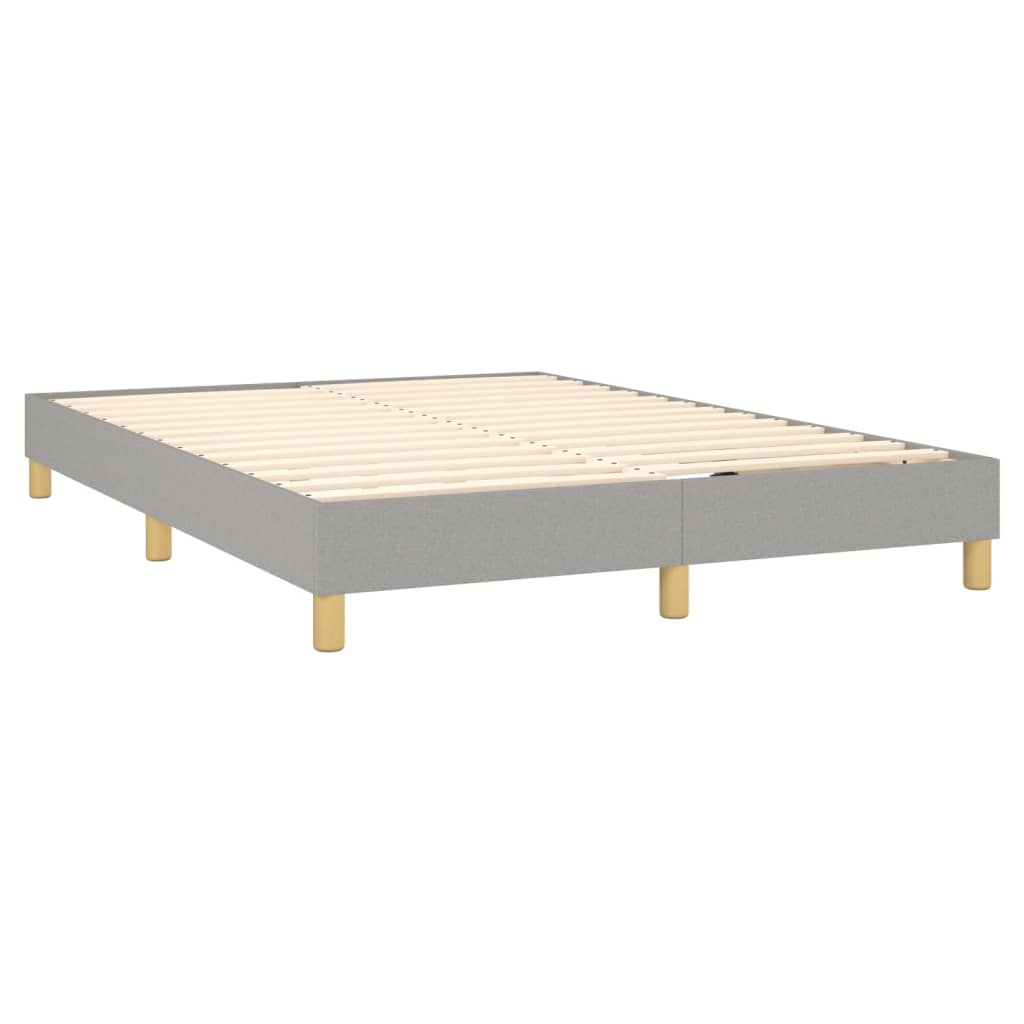 Krevet box spring s madracem LED svjetlosivi 140x190 cm tkanina