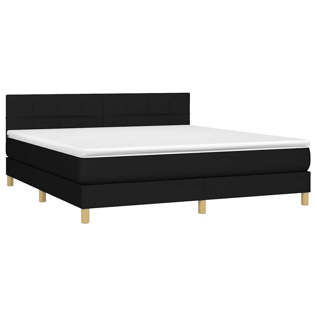 Krevet box spring s madracem LED crni 180x200 cm od tkanine