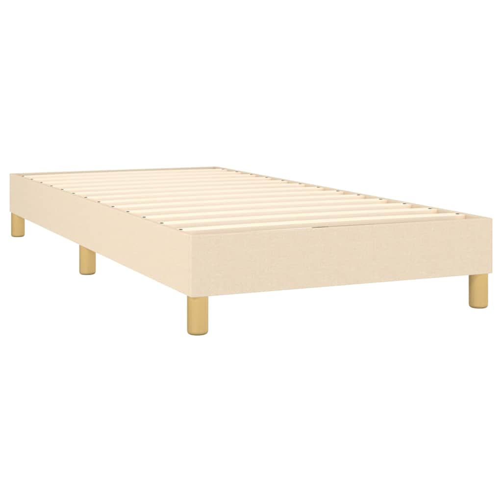 Krevet box spring s madracem LED krem 90x190 cm od tkanine