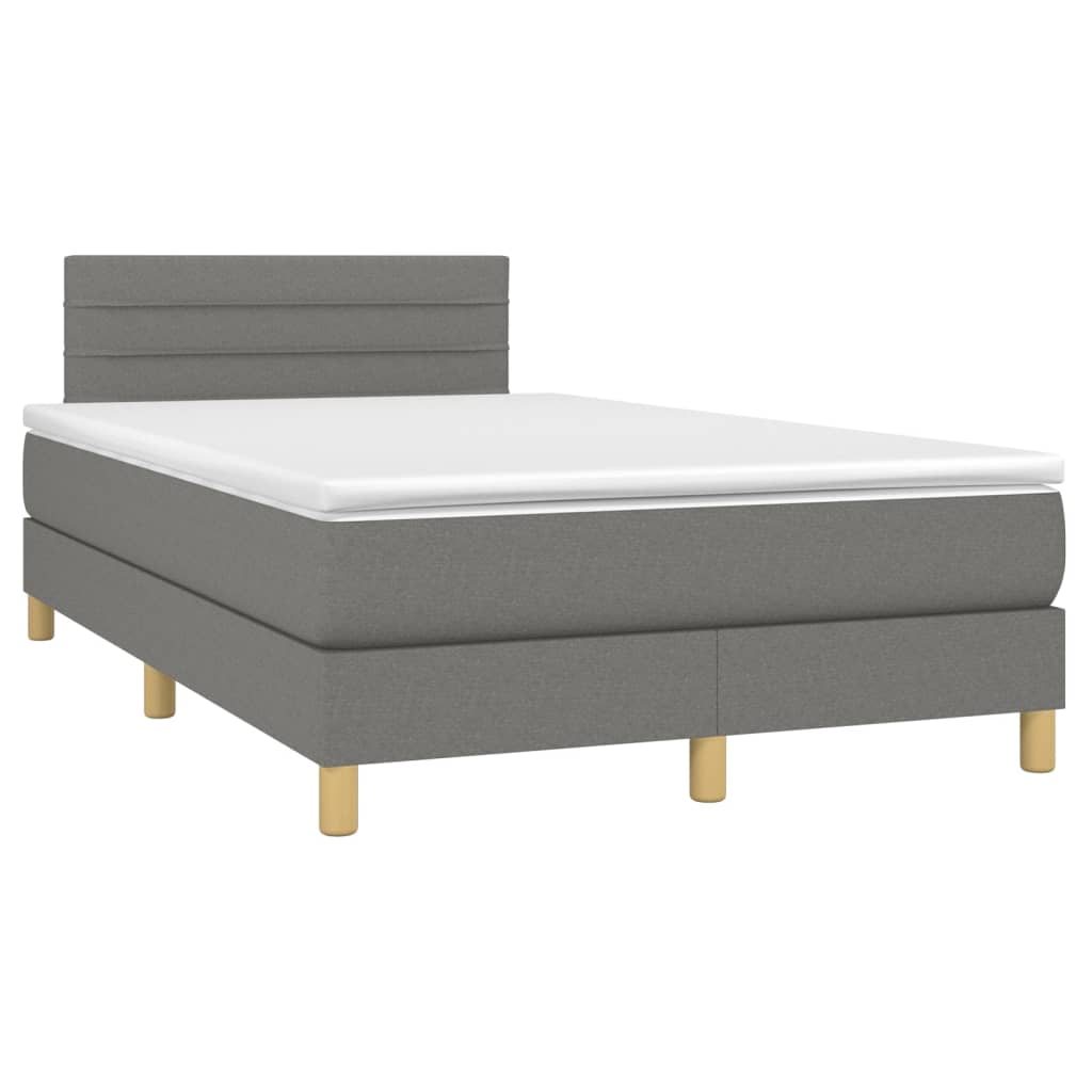 Krevet box spring s madracem LED tamnosivi 120 x 200 cm tkanina