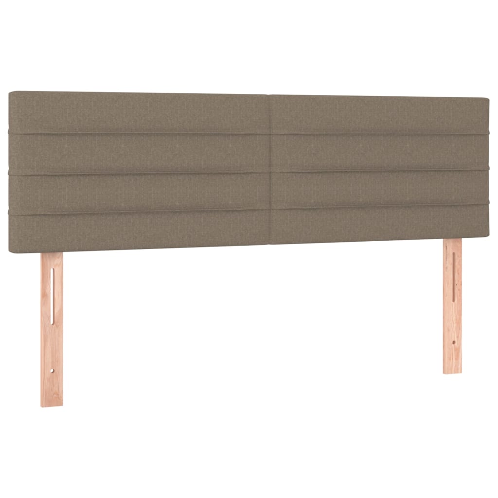 Krevet box spring s madracem LED smeđesivi 140x200 cm tkanina