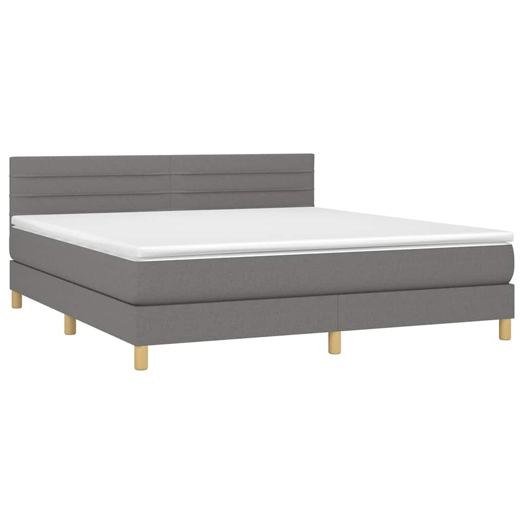 Krevet box spring s madracem LED tamnosivi 160x200 cm tkanina