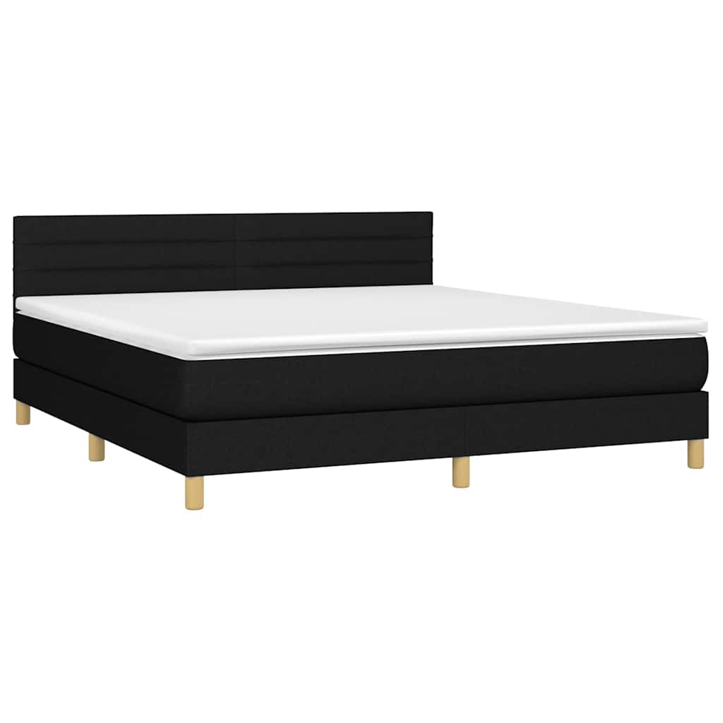 Krevet box spring s madracem LED crni 160x200 cm od tkanine