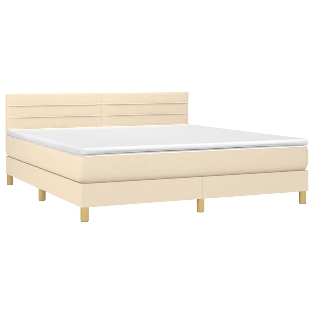 Krevet box spring s madracem LED krem 180x200 cm od tkanine