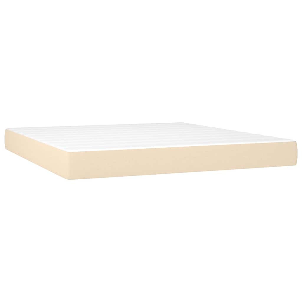 Krevet box spring s madracem LED krem 180x200 cm od tkanine