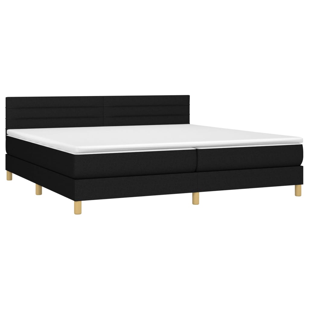 Krevet box spring s madracem LED crni 200x200 cm od tkanine