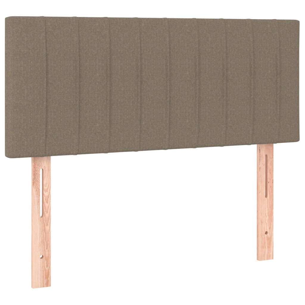 Krevet box spring s madracem LED smeđesivi 90x190 cm tkanina