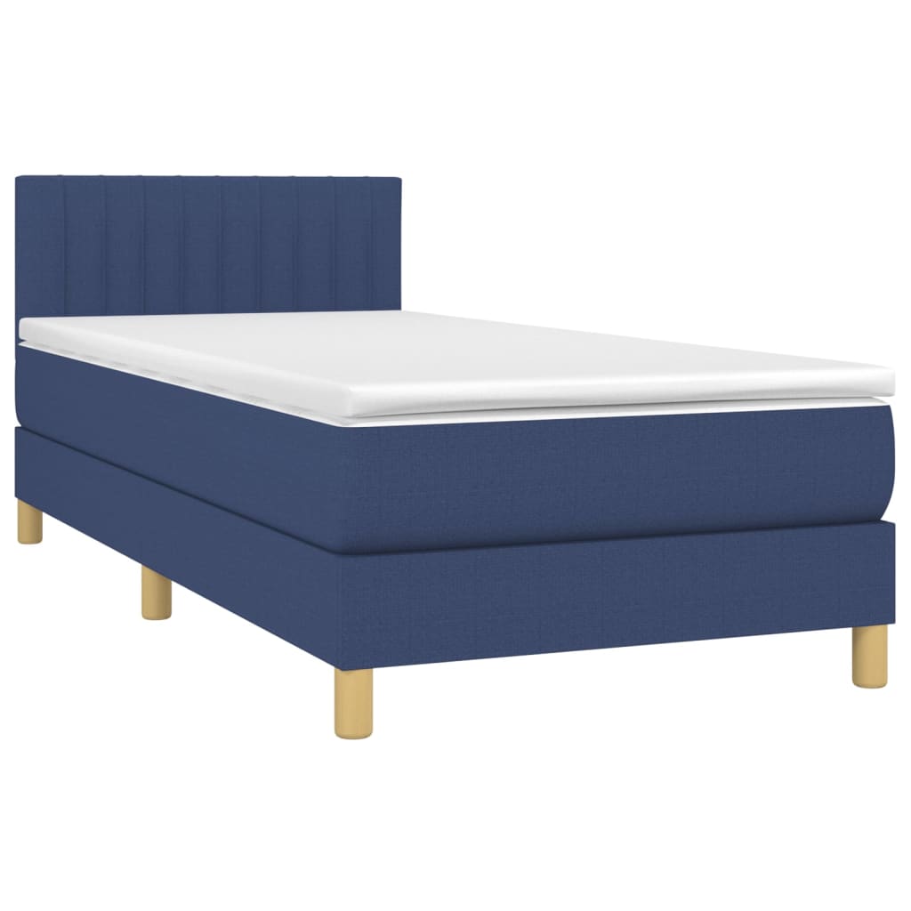 Krevet box spring s madracem LED plavi 90x190 cm od tkanine