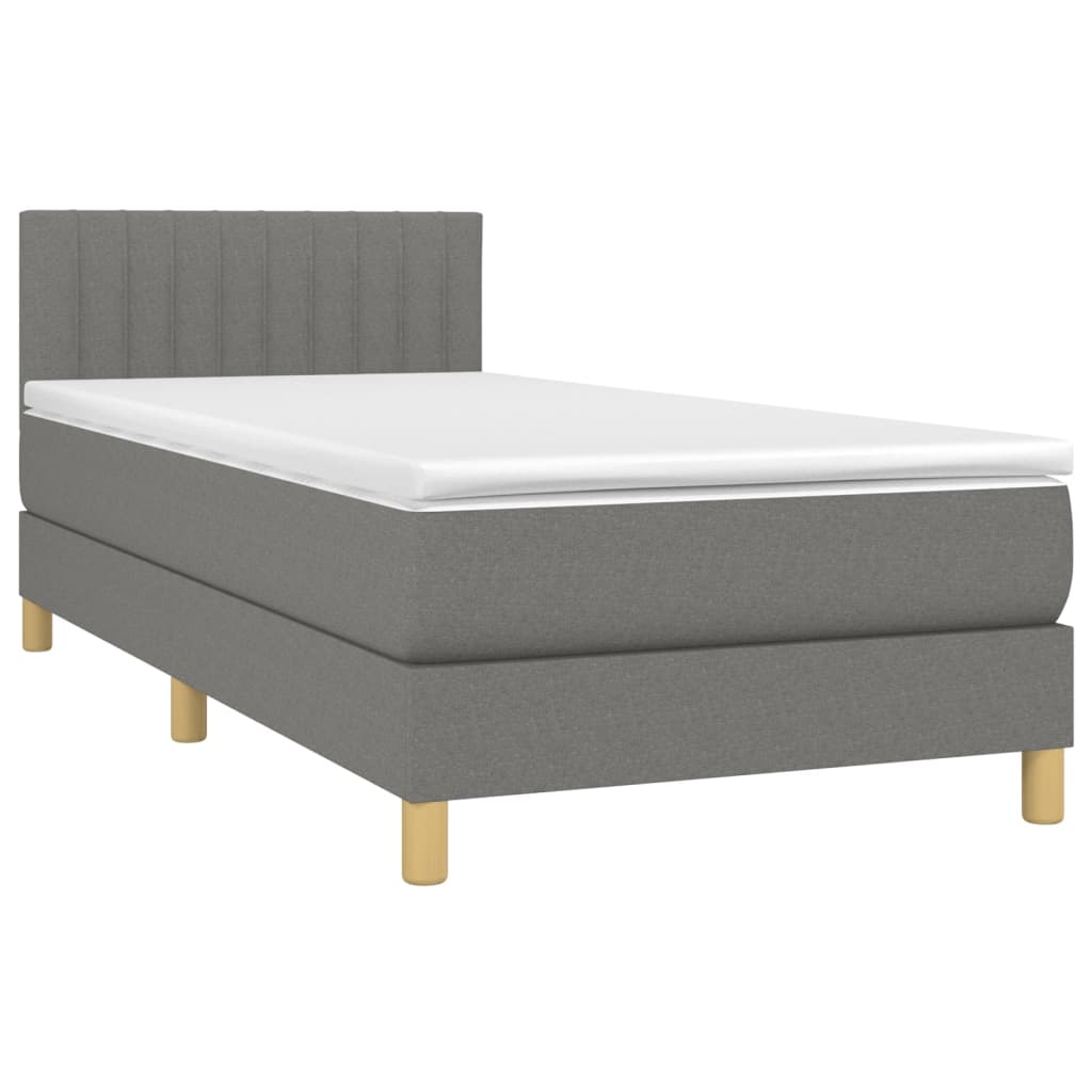 Krevet box spring s madracem LED tamnosivi 100x200 cm tkanina
